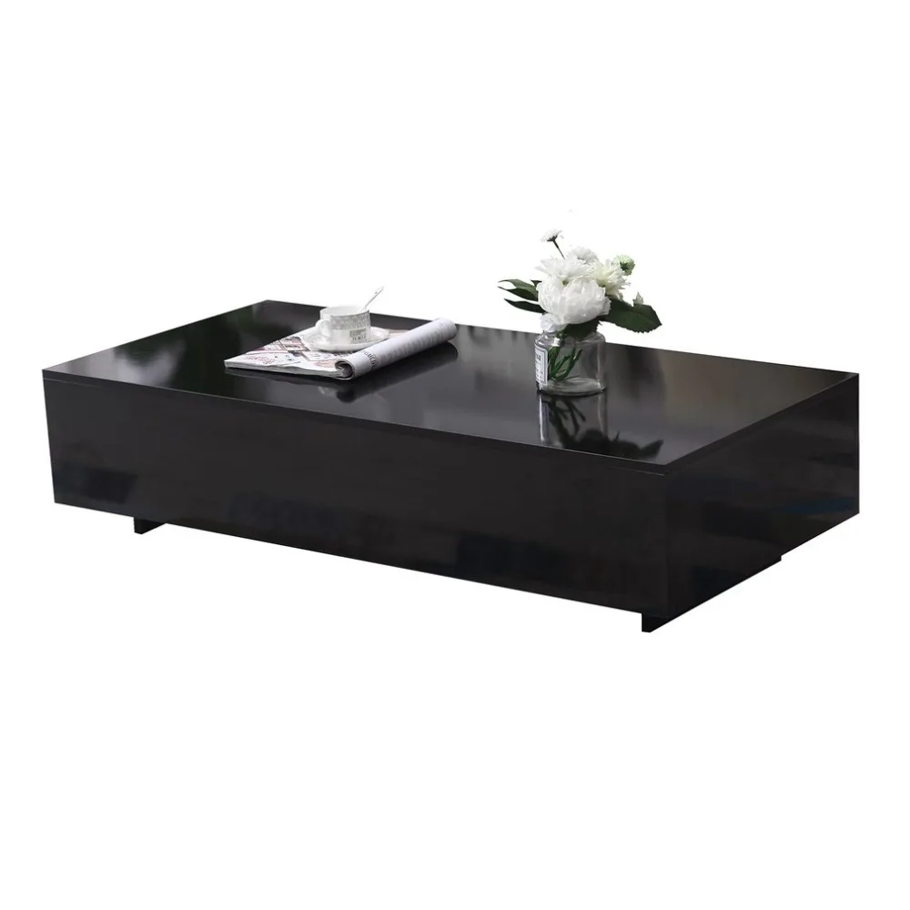 

(Ship From UK)Fashion Coffee Table Rectangular Side Table Modern Home Desk High Gloss Finish Tea Table Living Room Furniture