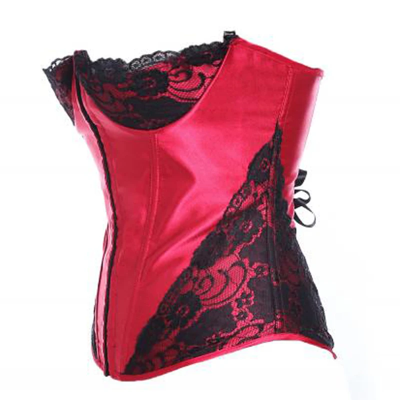 2016 New Arrival Sexy Hot Red Lace Corset Braless Corsets And Bustier With Straps Free Shipping