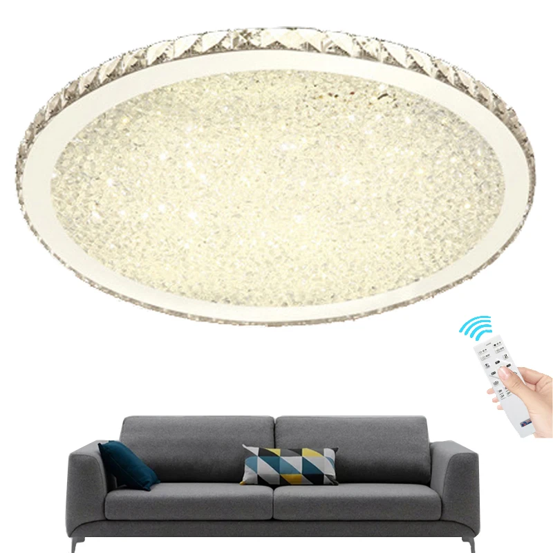 

Modern Crystal Decor LED Ceiling Lights Creative Round Cold Warm White Remote dimming Ceiling Lamp for Living Room Bedroom Foyer