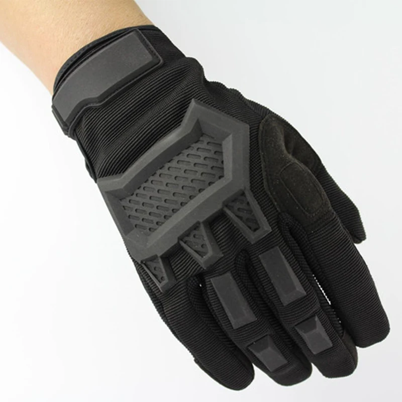Тактические перчатки с сенсорным экраном для мужчин, армейские спортивные военные спецназ, перчатки на полный палец, противоскользящие мотоциклетные велосипедные перчатки для спортзала - Цвет: black