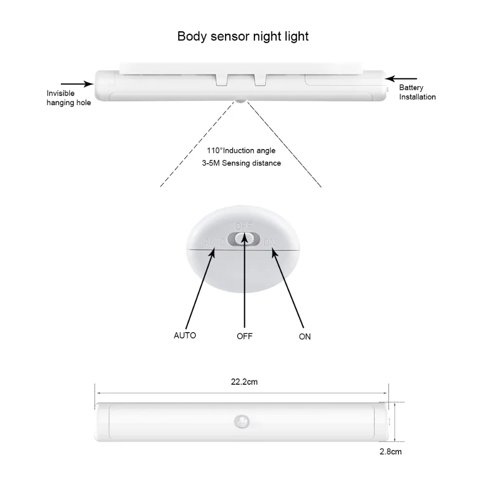 Портативный дверной крючок для шкафа, настенный светильник с датчиком движения, светодиодный подвесной светильник для прихожей, светильник на батарейках для коридора, светильник для одежды ing