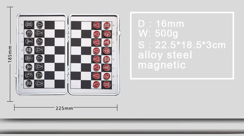 Дорожный Магнитный Шахматный набор, карманная мини-шахматная игра, магнитная Шахматная деталь, искусственная кожа, складная шахматная доска из сплава и стали, шахматная игра I53