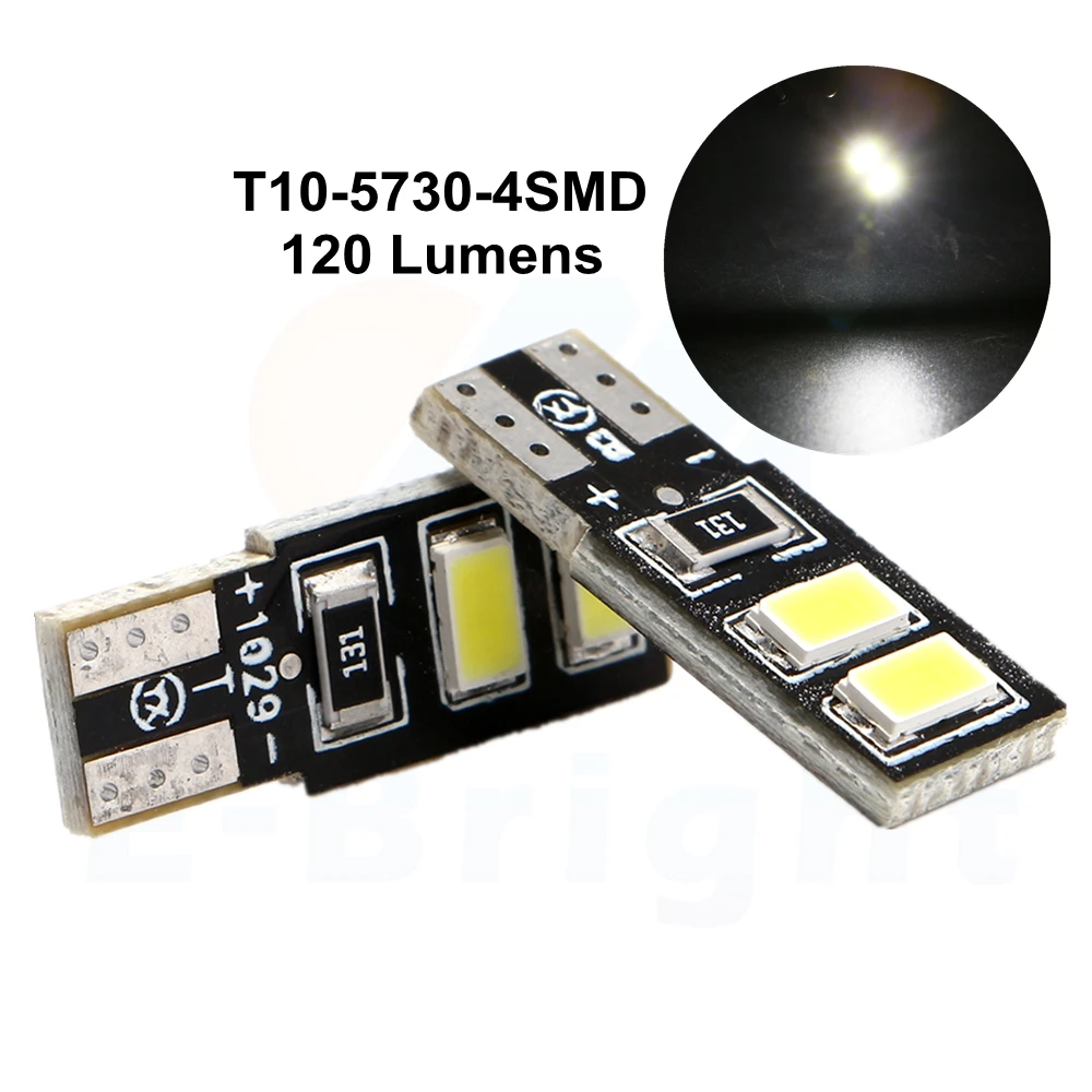 100 шт. T10 4 SMD 5730 светодиодный s 120LM светодиодный фонарь поворотники для чтения парковки вождения автомобильная светодиодная лампа лампы DC 12 В Заводская розетка