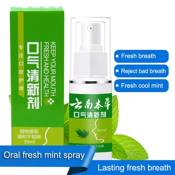 

30ml Halitosis Treatment Spray Mint Refresher Breath Freshener Spray Oral Odor Treatment Fresh Breath Spray For Oral Care