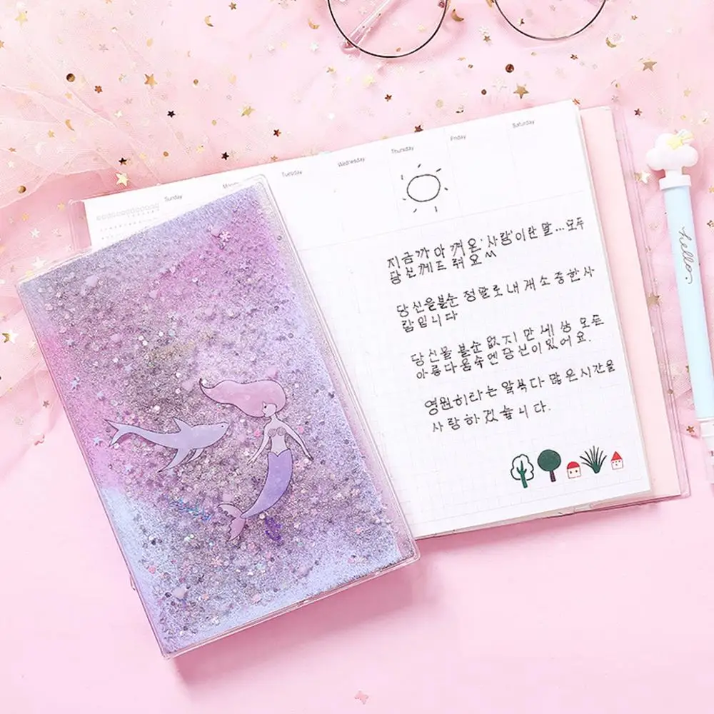 

Kawaii Students Schedule Daily PVC Quicksand Notebook For Girl Travel Stationery Planner Journey Plan Notepad Gift