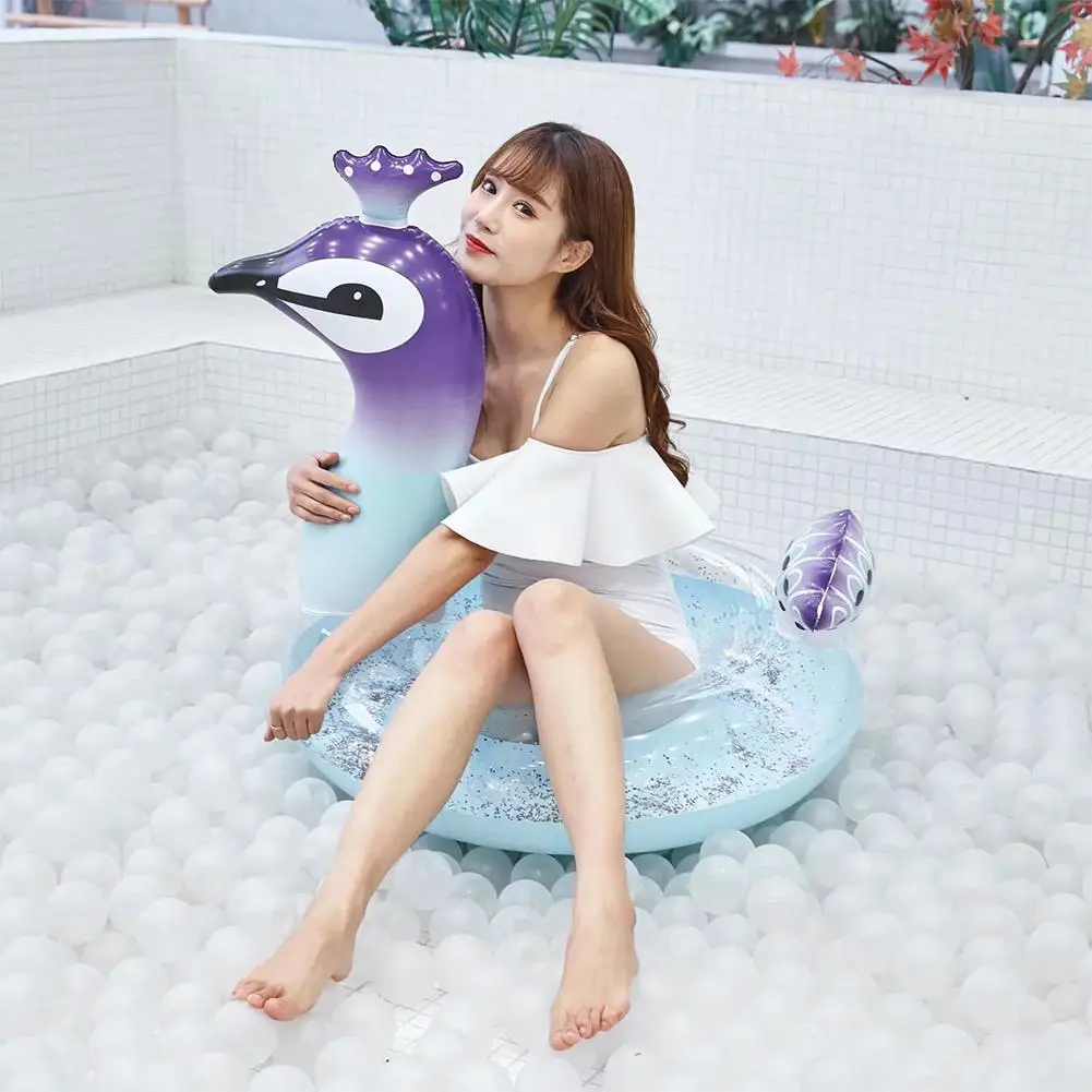 Летняя надувная форма павлина блёстки ПВХ игрушка для Воды Надувной Матрас Подушка