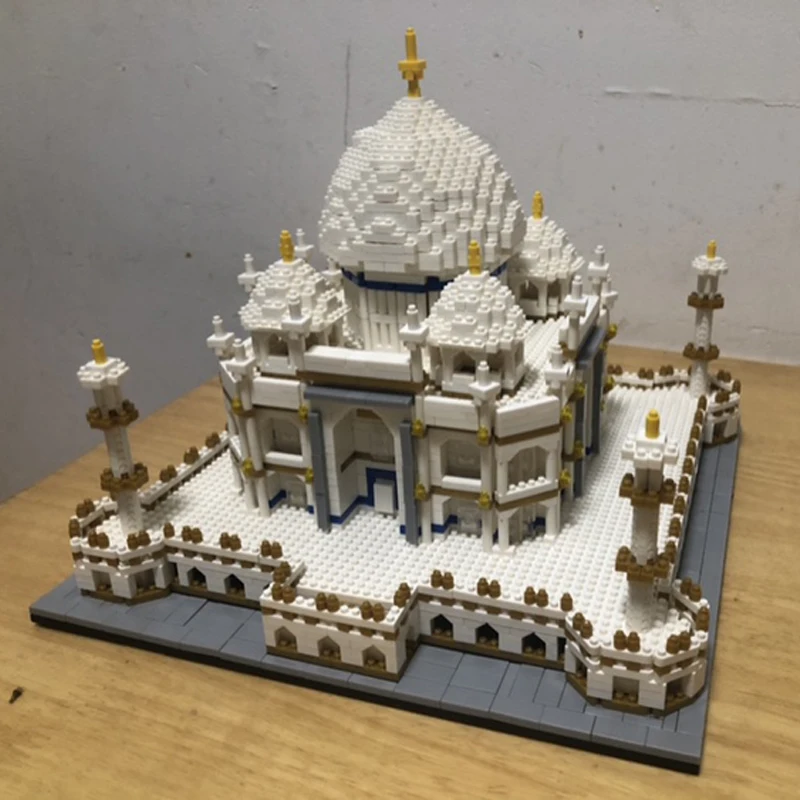 Goedkoop 2019 Wereld Beroemde Architectuur India Taj Mahal Paleis 3D Model Diamant Mini DIY Micro Bouwstenen Bricks Toy Collection