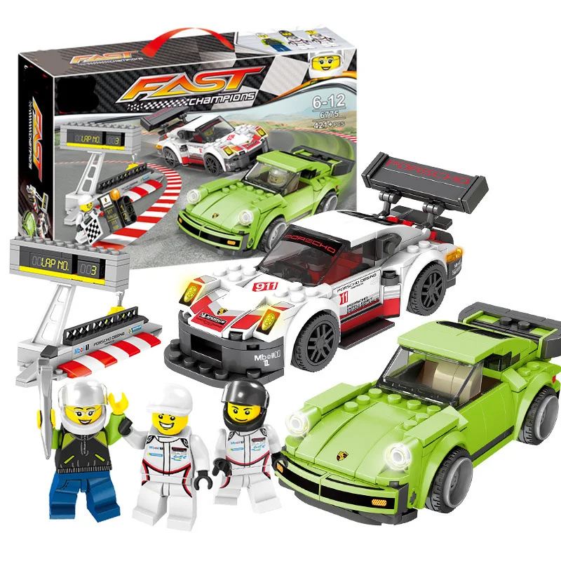 

SLPF Garage Sports Car Racing Model Children Educational Diy Assembing building blocks Boy Toys Kids Gift Compatible Legoing I28