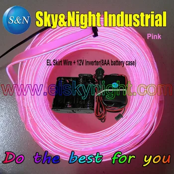 

2017 Hot Item Pink-10M EL Wire/EL Welt Wire/EL Skirt Wire-Kelly With 8AA Inverter +Free Shipping
