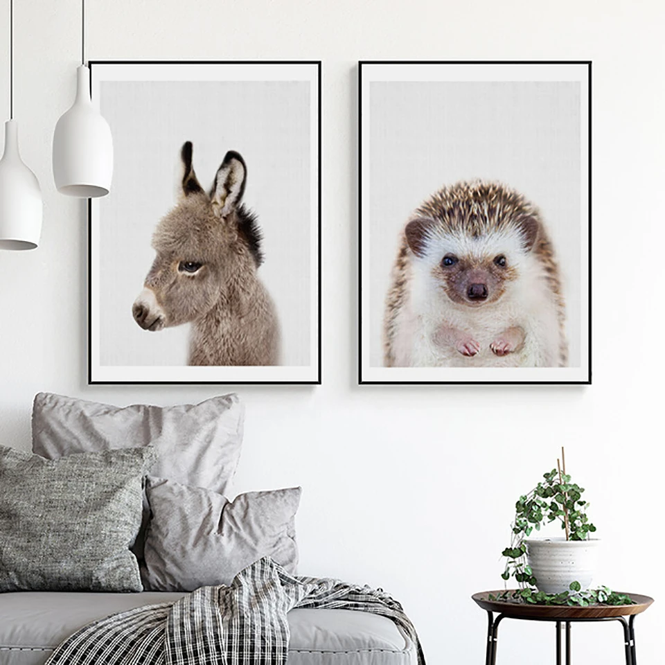Little-Animals-Art-Posters-and-Prints-Donkey-Wall-Art-Canvas-Painting-Hedgehog-Wall-Pictures-For-Nursery.jpg_640x640