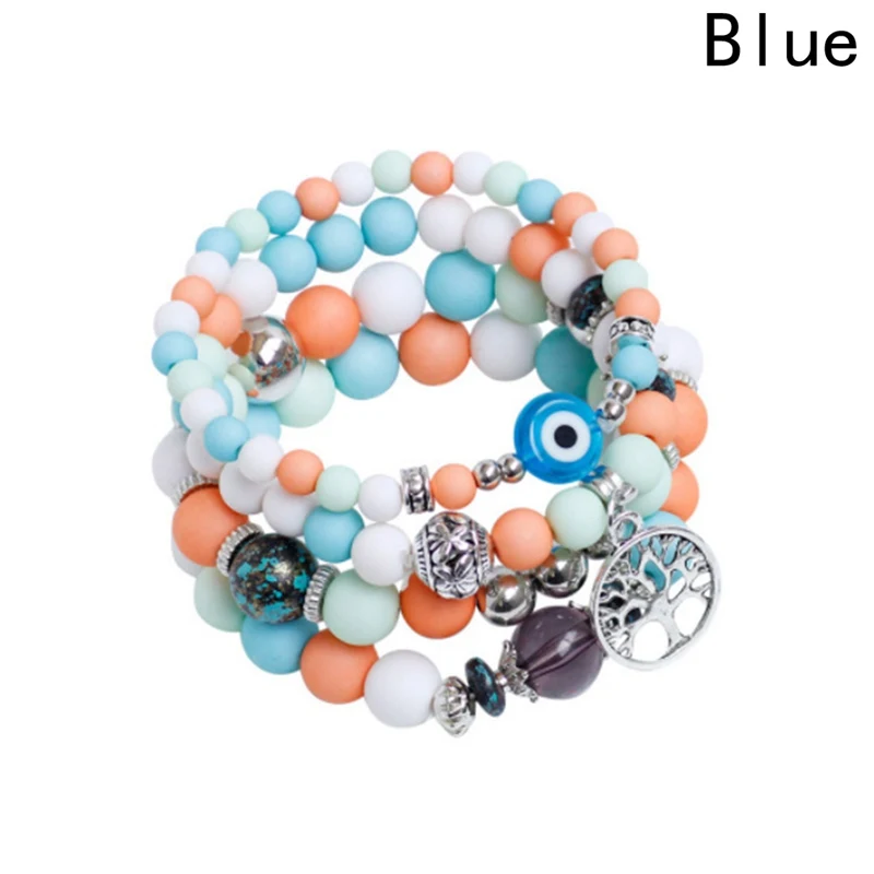 

4 COLOR Tree of life Charm Bracelets Colorful Multi-layered glass beads hand beaded bracelets alloy For Women can dropshipping