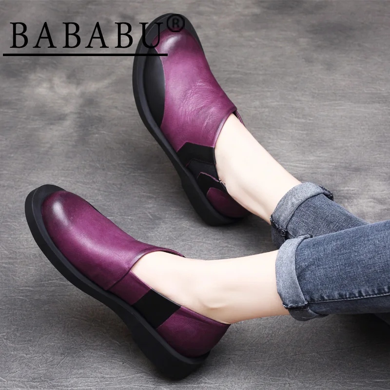 

2019Baba step spring new Mori girl retro leather flat bottom set foot British wind elastic belt low heel women's shoes