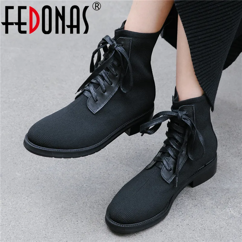 

FEDONAS 2020 Autumn Winter Women Ankle Boots Platform High Heels Shoes Woman Cross-tied Short Boot Ladies New Basic Casual Shoes