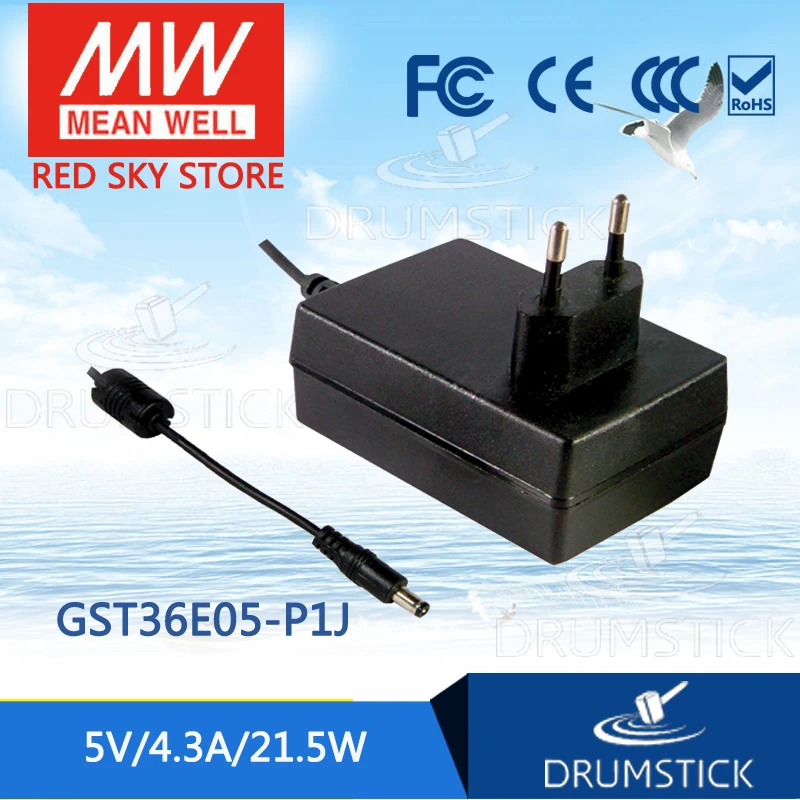 

MEAN WELL GST36E05-P1J 5V 4.3A meanwell GST36E 5V 21.5W AC-DC High Reliability Industrial Adaptor
