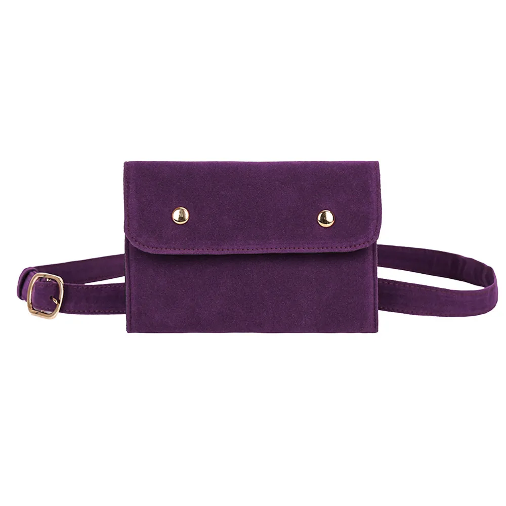 Элегантная женская однотонная квадратная сумка-мессенджер из флока, нагрудная поясная сумка, сумка-мешок, кожаная сумка, Диагональная Сумка, сумка на плечо - Цвет: Purple purse