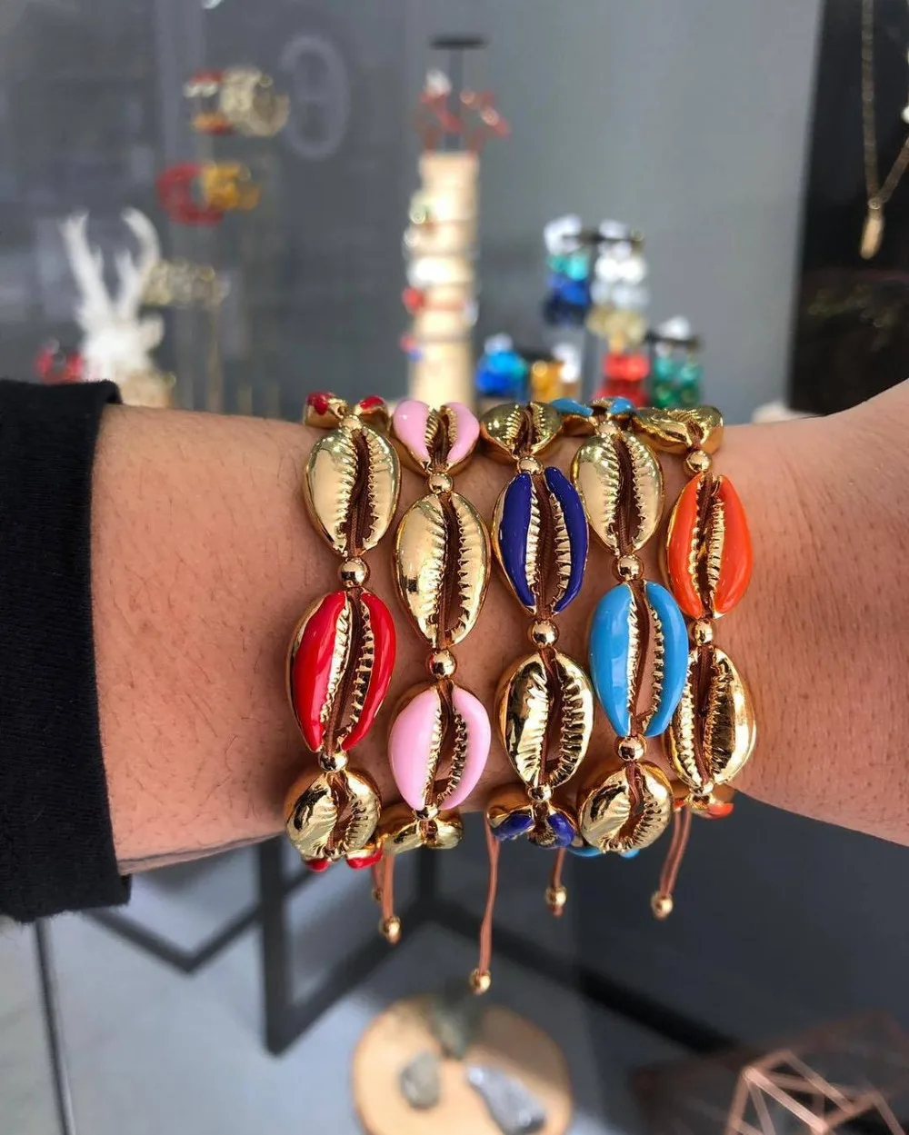 

Fashion popular summer beach wind ladies shell bracelet real shell color plating bracelet hot sale