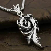 Племенная татуировка Барб 925 стерлингового серебра Ман Байкер-рокер панк-кулон 8A020 ожерелье из нержавеющей стали 24 дюйма