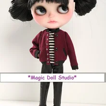 [MG087] горячая Распродажа 11,5 дюйма Neoblythe кукольные куртки# винно-красная куртка для neoblythe изготовление одежды для кукол кукольная одежда