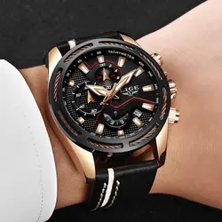 Relojes Hombre 2018 Новый LIGE модные Для мужчин s часы лучший бренд роскошные кожаные кварцевые часы Для мужчин спортивные Водонепроницаемый платье