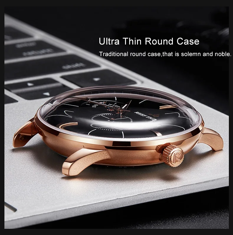 Риф Тигр Роскошные модные часы для мужчин Лидирующий бренд розовое золото синий Водонепроницаемый Бизнес часы Relogio Masculino RGA8219