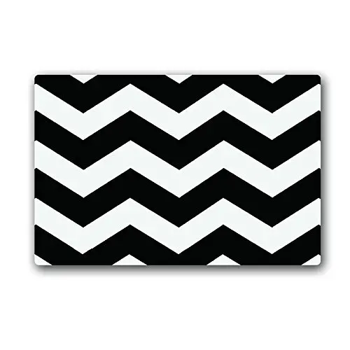Custom Black White Zig Zag Chevron Zigzag Stripes Wave Doormats Cover