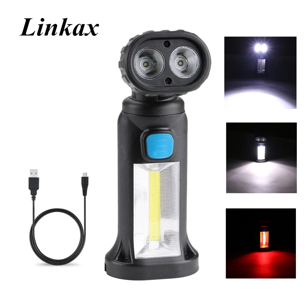 

Multi-function COB LED Work Light Lamp Built in Battery USB Rechargeable Flashlight Torch With Magnet Hook Mobile Power Lamp