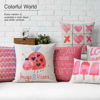 

Nordic style Nordic style PINK LOVE design Cushion cover for Pillow/cushion Cotton and linen materials without pillow inner 02