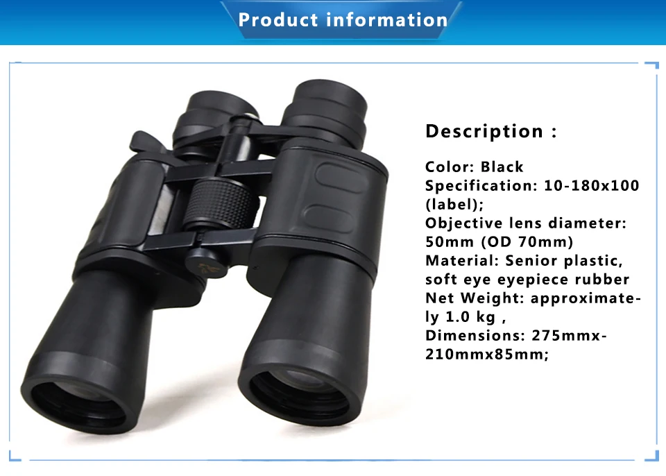 10-180X100 Binoculars Telescope Professional Objective Lens Adjust Night Vision