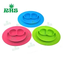 Mini Größe Lächeln One Piece Baby Silikon Tischset Platte Lebensmittelqualität Silikon Tischsets Kinder Saug-zur Esstisch BPA FREI