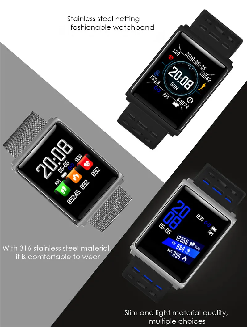 New Color Smart Watch Waterproof Smart bracelet Heart Rate/Blood Pressure Monitor Fitness Tracker Bracelet Pedometer Smartwatch