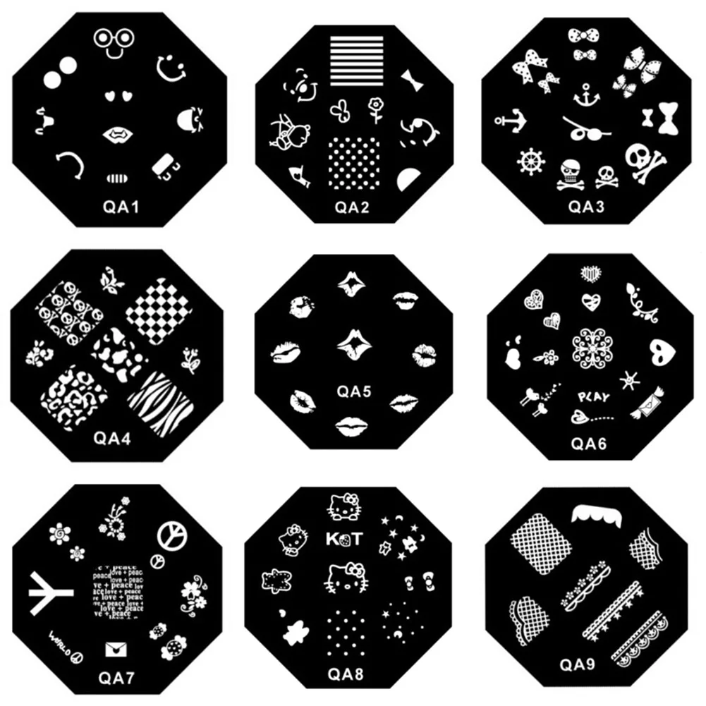 New 30 Styles Octagonal Nail Art Stamp Template Image ...