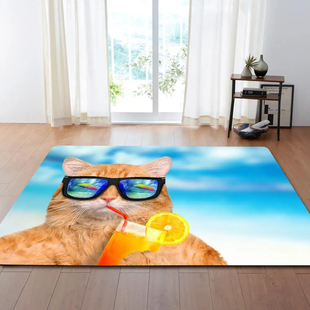 

Cute Animal Cat Print Modern Large Carpet Anti-slip Area Rug Floormat Blanket Hallway Sofa Table Pad Home Decor