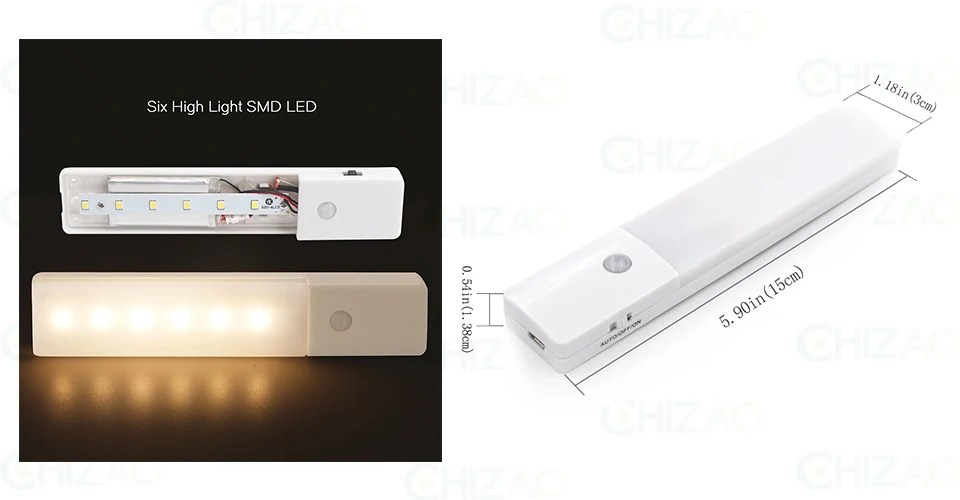 [CHIZAO] ночной Светильник usb зарядка беспроводной датчик движения лампа 2 светильник ing цвета светильник ing для шкафа прохода комнаты кухни туалета
