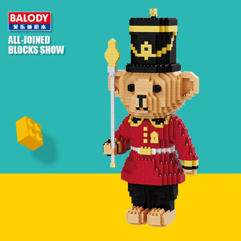 

Balody 16059 Cartoon Royal Red Bear Soldier Model DIY Micro Diamond Mini Building Blocks Bricks 3D Assembly Kids Toy Gift
