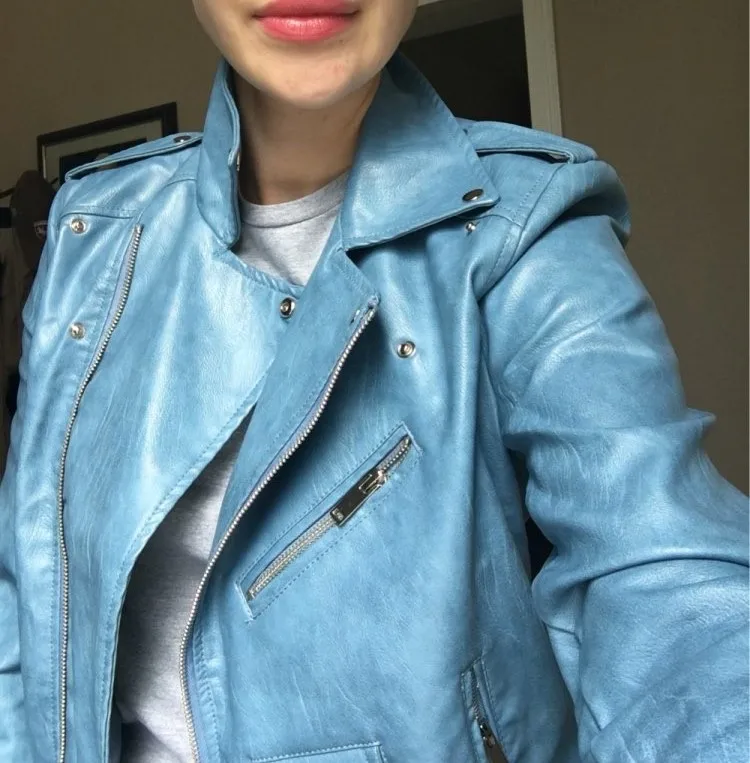 New Arrival 2018 brand Winter Autumn Motorcycle leather jackets yellow leather jacket women leather coat slim PU jacket Leather