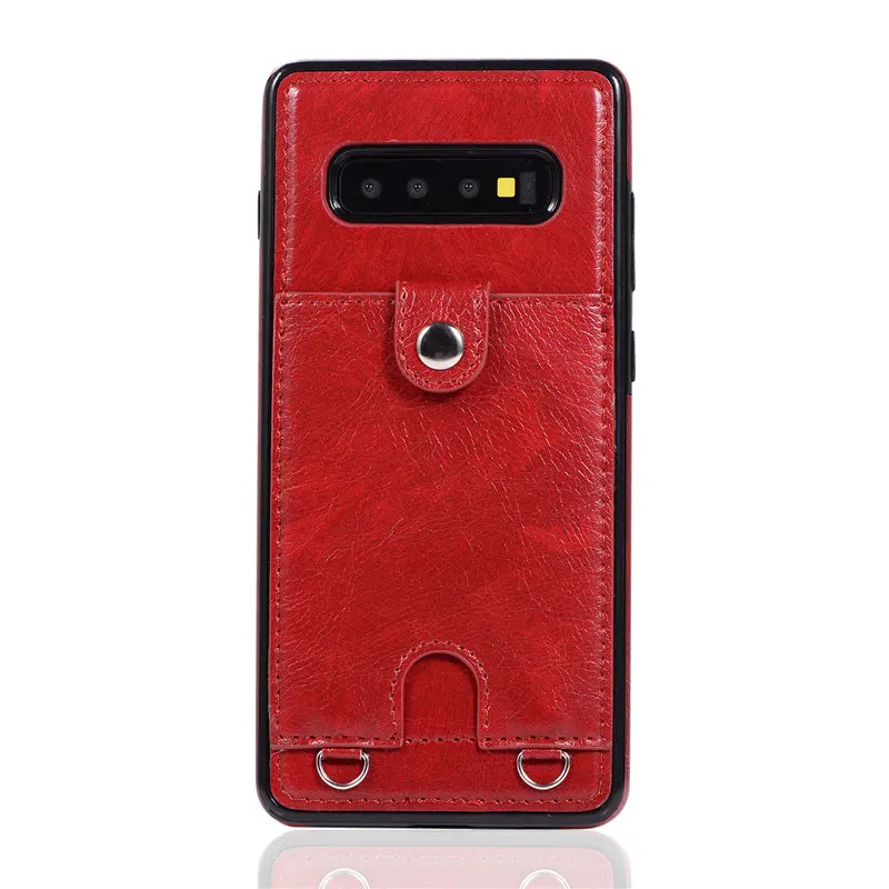 Red Для samsung galaxy S8 S9 S10 Plus Lite Note 8 9 Роскошный кошелек кожаный чехол держатель для карт с ремешком Защитная сумка для телефона - Цвет: Red
