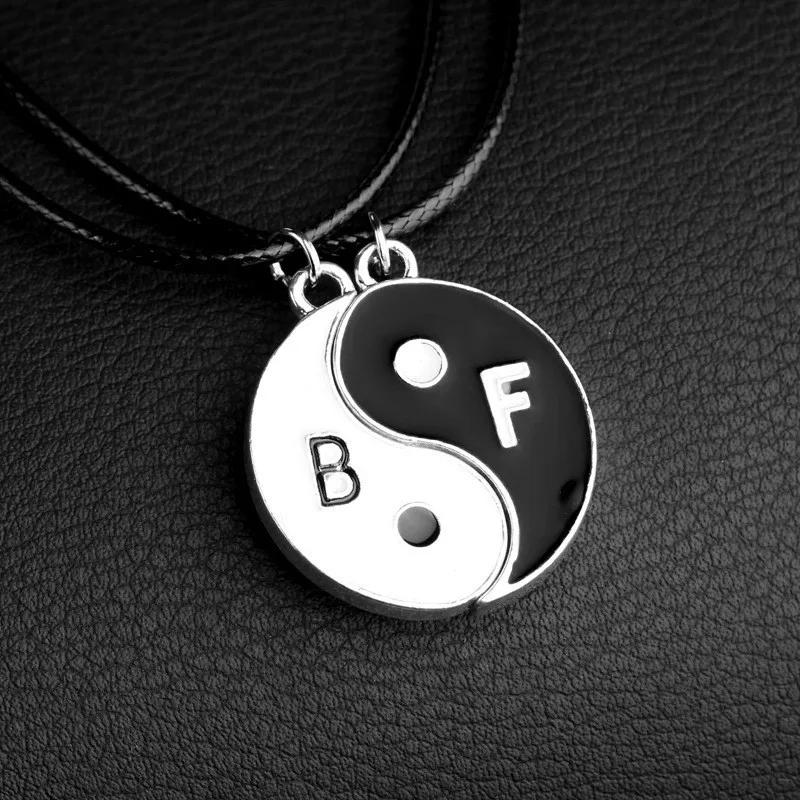 Мода черный и белый инь и ян кулон для Тай Чи ожерелье для женщин ожерелье лучших друзей Bff кожаная цепочка