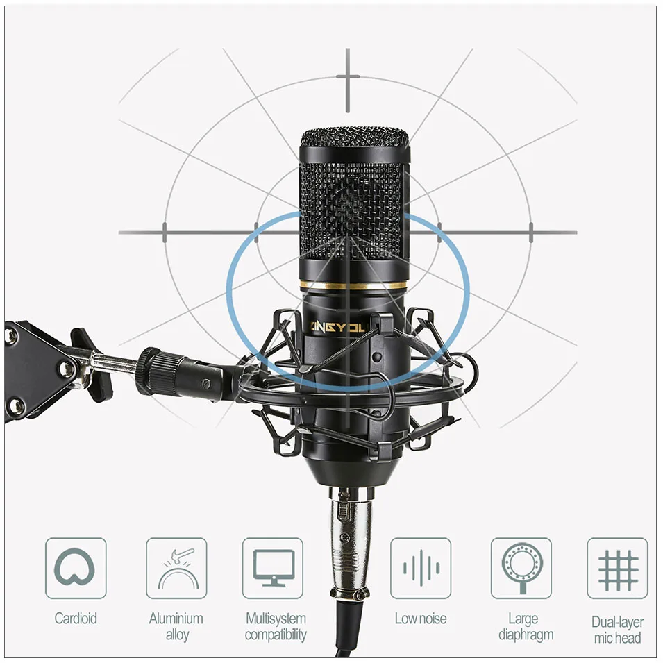 ZINGYOU BM 800 Studio Microphone Multifunctional Wired Cardioid Mic For Sound Recording Professional Condenser bm800 Microphone