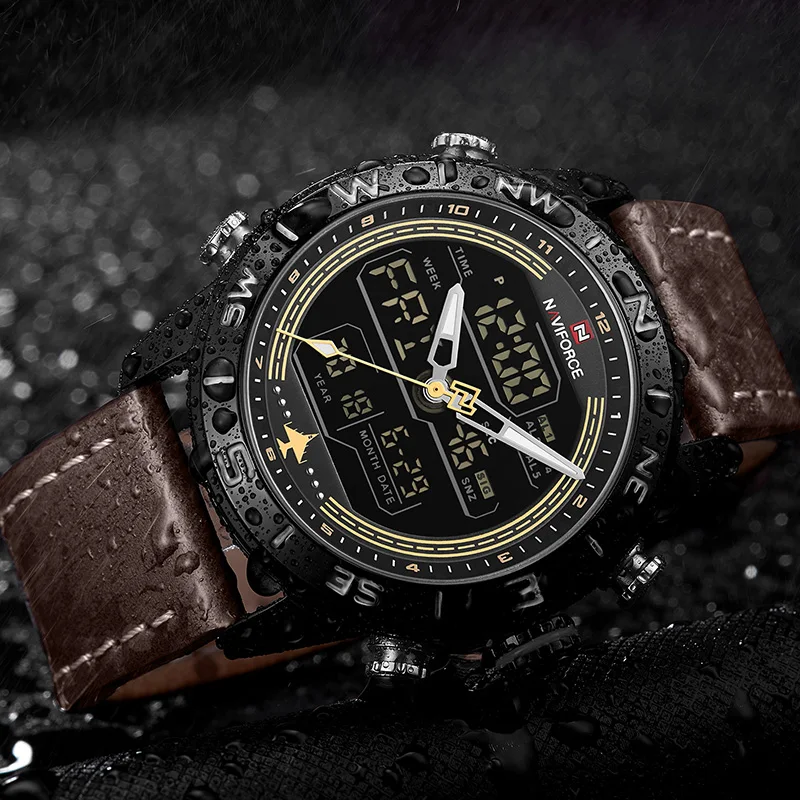2018 New Men Watches NAVIFORCE Top Luxury Brand Men's Fashion Sport Watch Male Leather Quartz Analog LED Clock Relogio Masculio