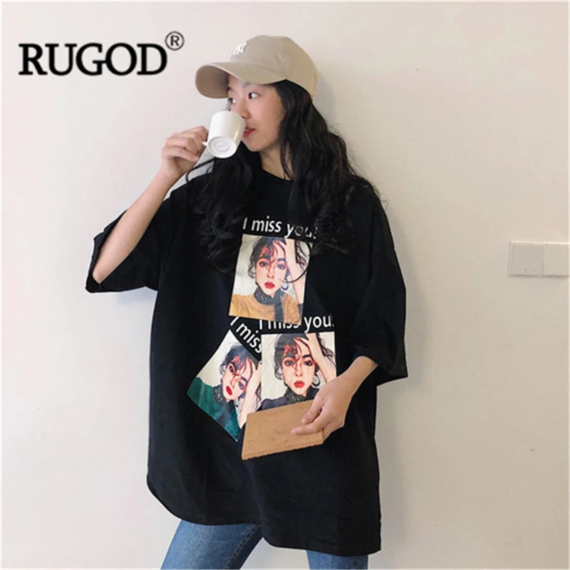 Футболка RUGOD Женская с коротким рукавом и принтом|Футболки| |