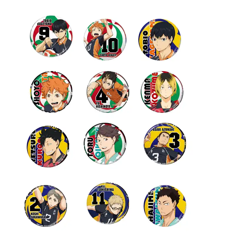 Hinata Shoyo Kageyama Tobio con dise/ño de dibujos animados Broche de insignia de anime Haikyuu! Saicowordist
