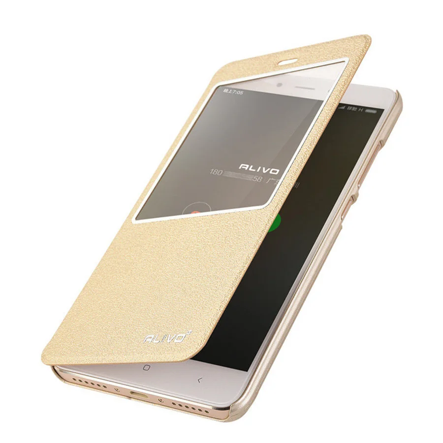 

For Xiaomi redmi note 4 global version case Xiomi redmi note 4x flip cover view window leather plastic Phone Bags Alivo