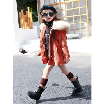 

coat children girl jackets Hoodie 2018 winter outwear thick warm