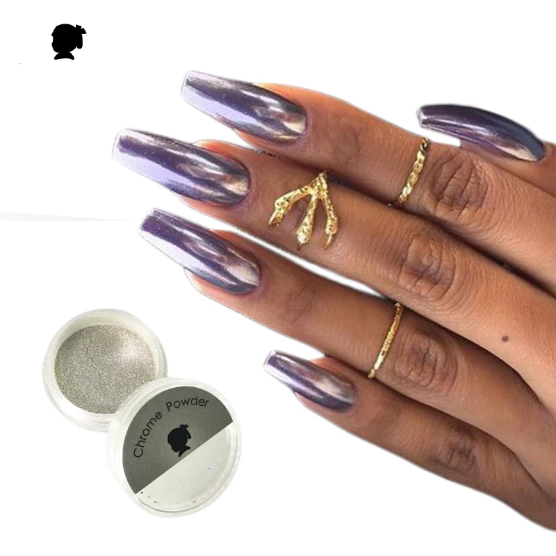 Buy Metallic purple chrome nail powder Rose gold