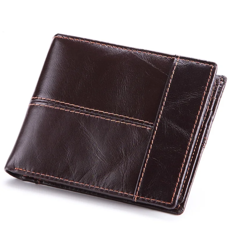 

FSINNLV 2018 Genuine Leather Multifunction Short Men Wallet Clutch Oil Wax Leather Male Wallet Purse Card Holder Wallet HB84