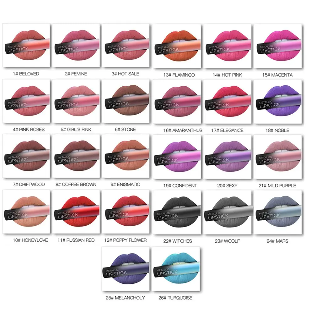 

Pudaier Round Tube Matte Non-stick Cup Matte Lipstick Waterproof Non-fading Lip Gloss Long Lasting Sweet Girl Lip Makeup