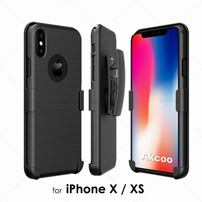 Akcoo для iPhone 11 Pro чехол с зажимом для ремня комбинированный чехол и кобура чехол для iPhone 5 se 6s 7 8 Plus XR XS Max чехол s - Цвет: for iPhone X XS