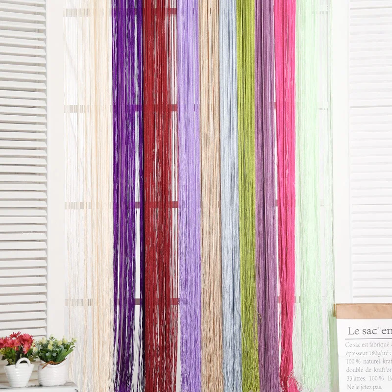 100CM X 200CM Thread Curtains Screen Ribbon String Divider Blind for Living Room Door Wall Window Panel Tassel Curtain