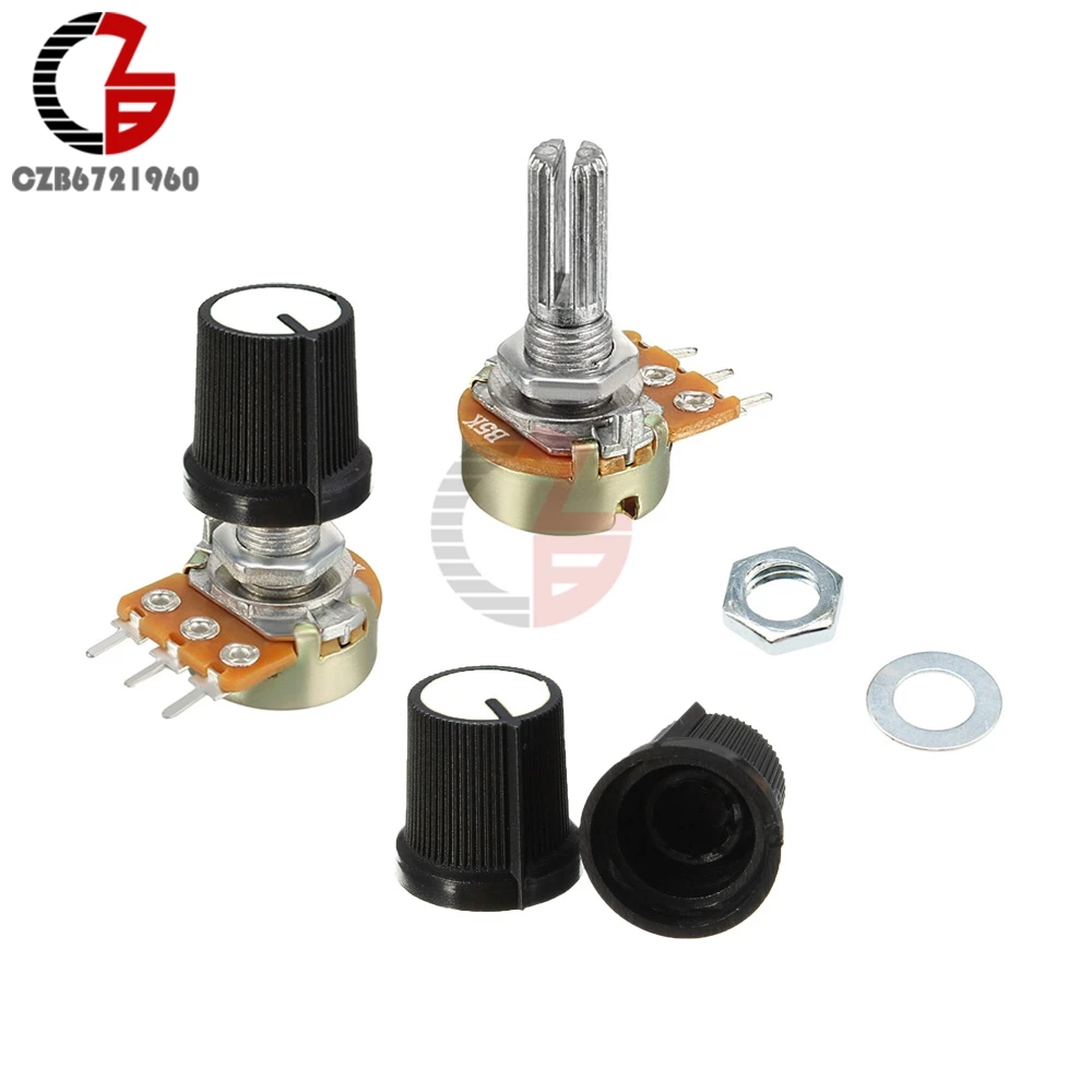 

5Pcs Potentiometer Switch 1K 2K 5K 10K 20K 50K 100K 250K 500K 1M Ohm Resistor Linear Switch with Taper Cap Knob for Arduino