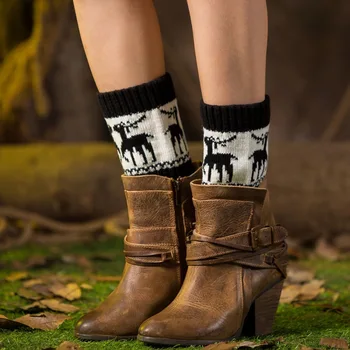 

Christmas Wool Foot Cover Foot Protection Cover Autumn Winter Knitted Color Moose Short Socks Leg Warmers Wholesale 3pair/lot